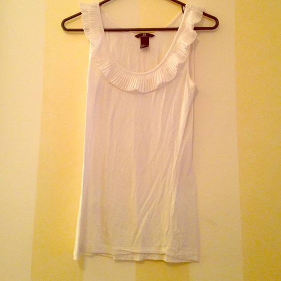 H&M White Tank With Ruffle