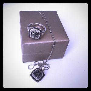 Black diamond ring and necklace from Zales