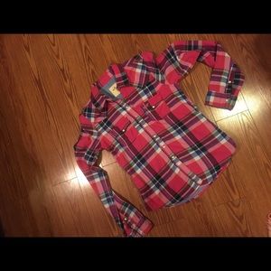 Super cute pink plaid top!