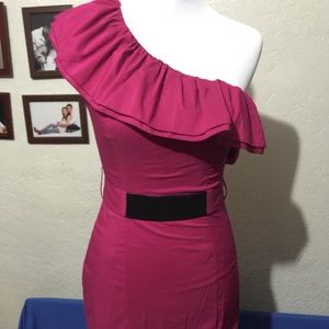 Forever 21 One Shoulder Asymmetrical Dress in Pink