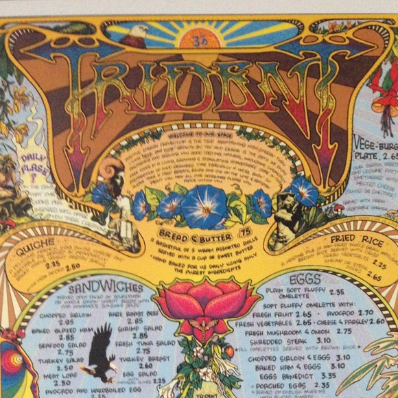 Vintage 1970s Trident Restaurant SF hippie poster