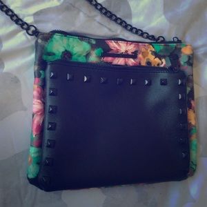 Steve Madden Black Multi Floral Crossbody Bag