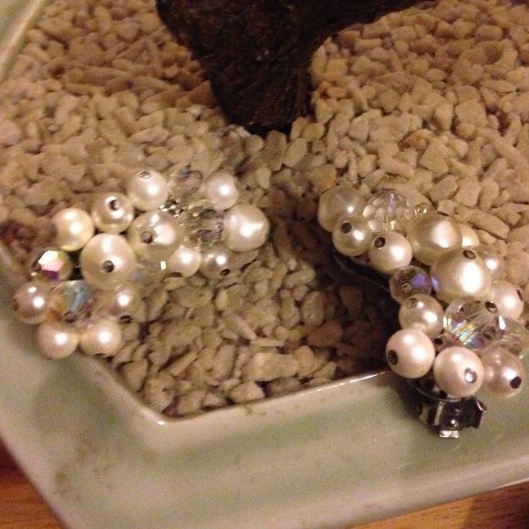 Crystal Jewelry - Vintage 1940 crystal pearl earring