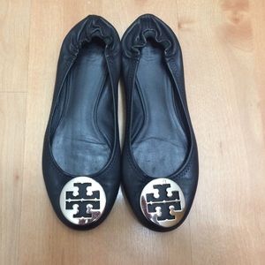 Tory Burch Reva Flat sz 8 navy blue