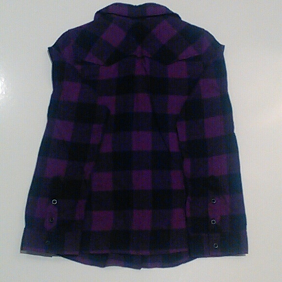 Purple & Black Button Up Flannel Shirt - Picture 3 of 4