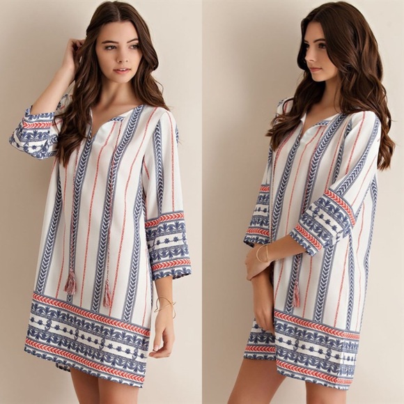 💠💠MISTEE shift dress w/ tassels - NAVY - Picture 2 of 3