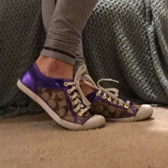 🔻price drop ❗️Coach Purple Sequined Tennis Shoes