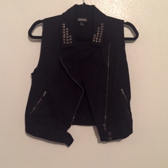 Black denim vest