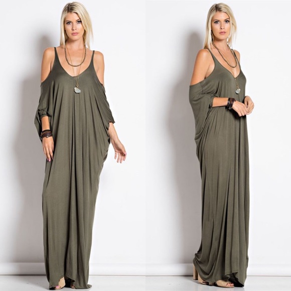 Bare Anthology Dresses & Skirts - "Embrace" Cold Shoulder Loose Maxi Dress