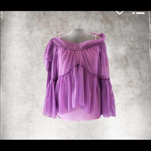 Light Purple Sheer Ruffle Blouse-Handmade NWOT