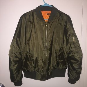 Green bomber flight jacket