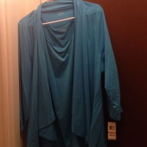 Teal blue tank and matching shrug set