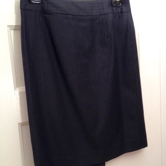 Navy blue pinstripe pencil skirt