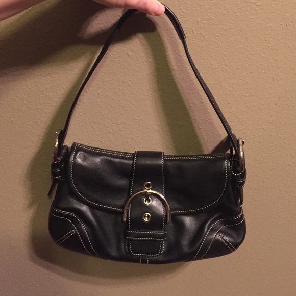 Coach Soho Black Leather Flap Handbag