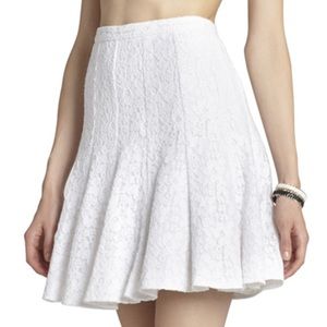 BCBG Max Azria Quinnie White Lace Pleated Skirt