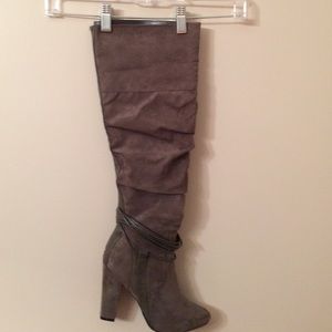 Grey Suede High Boots over the knee
