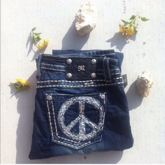 Peace sign boot cut miss me jeans