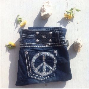 Peace sign boot cut miss me jeans