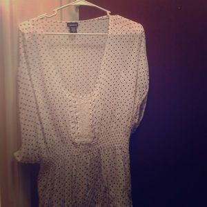 White and black polka dot blouse