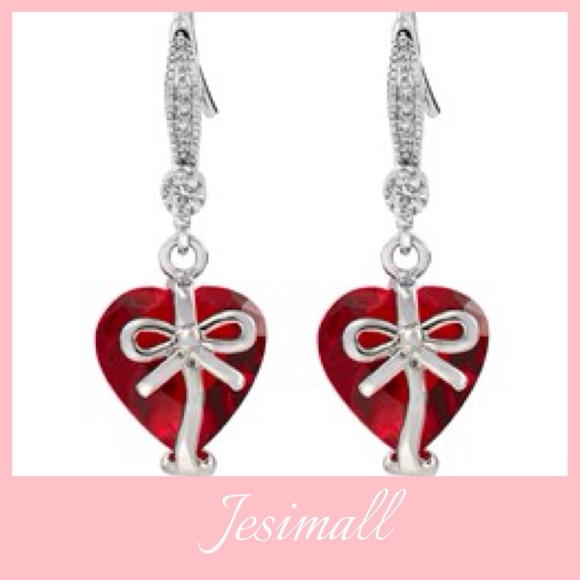 Lovely heart earrings in pink, red, green