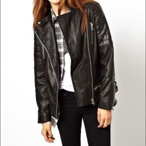 Genuine leather boyfriend jacket