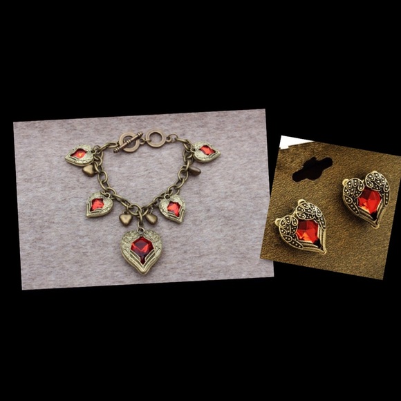 Vintage Red Heart Jewelry Set ❤️