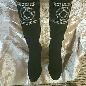 Valentino Black suede studded boots