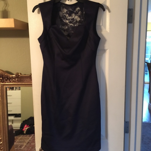 Chic classy mid length dress special occasion navy