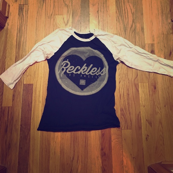 3 quarter sleeve young and reckless baseball shirt