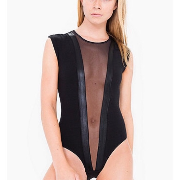 Micro mesh plunging V bodysuit