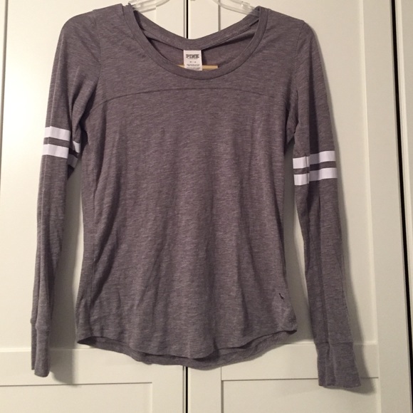 PINK shirt with striped sleeves. Medium