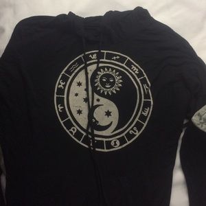 Sun and moon black lightweight hoodie