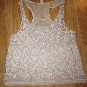 Beige crochet top with sheer back