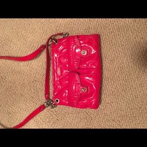 Coach bright red glossy cross body