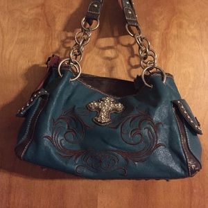Dark turquoise cross purse