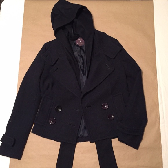 Double Breasted Peacoat with Hood