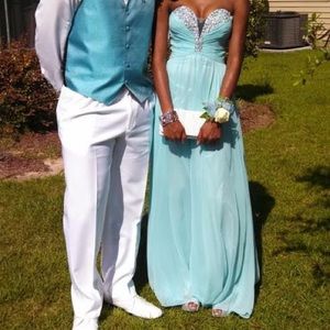 Light blue sweetheart prom dress