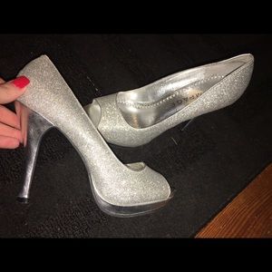 Silver sparkly heels