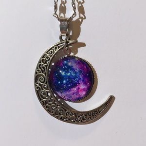 Galaxy and moon necklace
