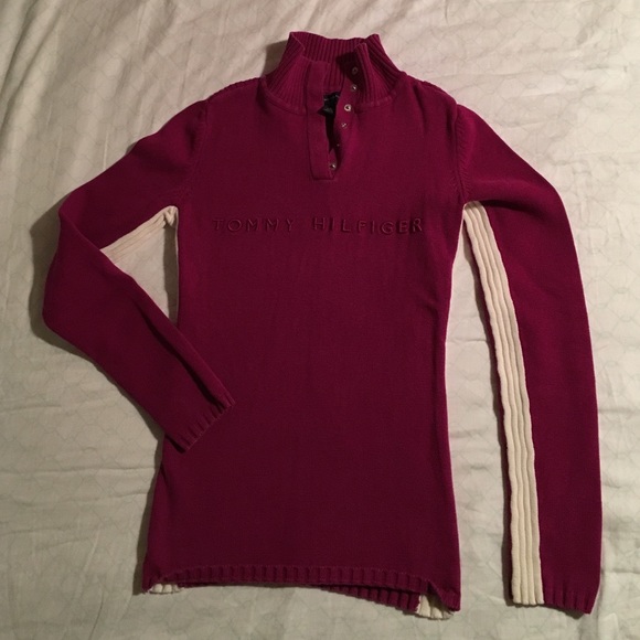Tommy Hilfiger dark red botton-up collar sweater