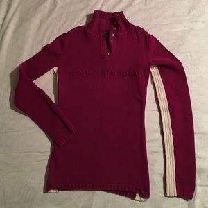 Tommy Hilfiger dark red botton-up collar sweater