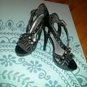 Black strappy heels