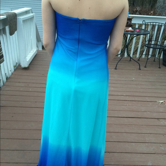 Long Blue Ombré Prom Dress - Picture 4 of 4
