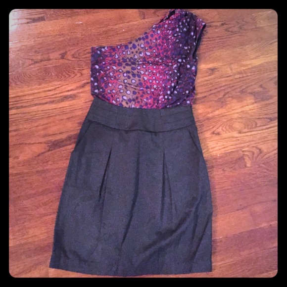 Twofer dress- black skirt, red/black top