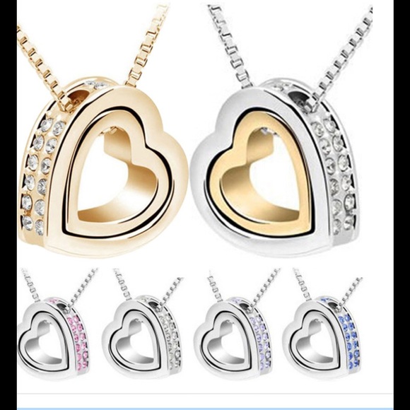 Double Heart Pendant Necklace