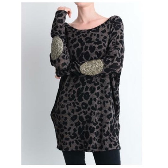 SALE!  Animal Print Top w/ Sequin Arm Patch