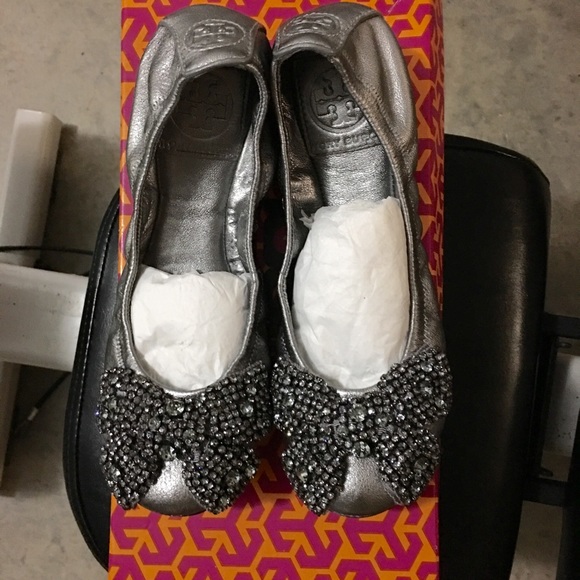 Tory Burch Jeweled Bow Flats