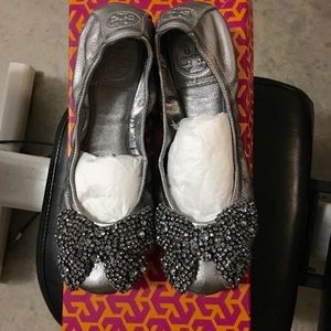 Tory Burch Jeweled Bow Flats