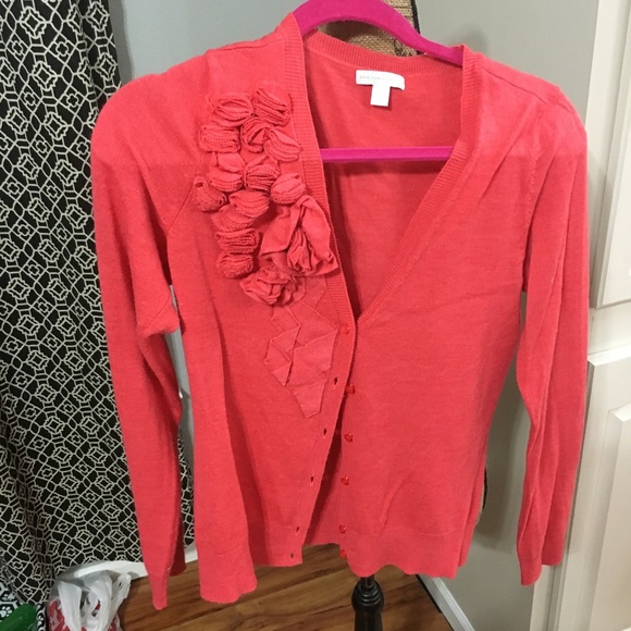 Coral flowered cardigan.
