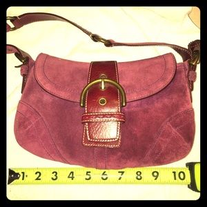 Authentic Coach Purse, Maroon Red, Suede & Leather